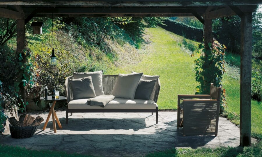 Cable spool repurposed as tables and chairs, house and garden furniture.